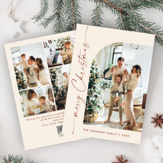 単にエレガント5スタイリッシュ写真クリスマスグリーティング シーズンカード