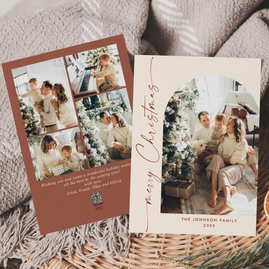 単にエレガント5スタイリッシュ写真クリスマスグリーティング シーズンカード