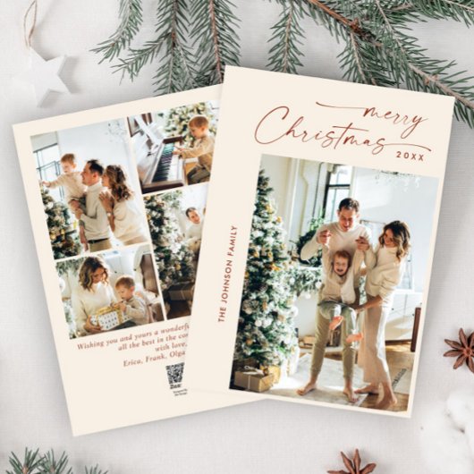 単にエレガント5スタイリッシュ写真クリスマスグリーティング シーズンカード