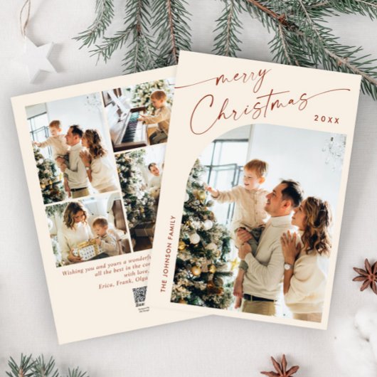 単にエレガント5スタイリッシュ写真クリスマスグリーティング シーズンカード