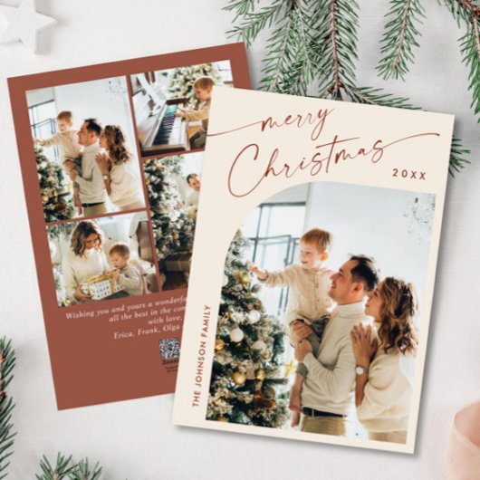 単にエレガント5スタイリッシュ写真クリスマスグリーティング シーズンカード
