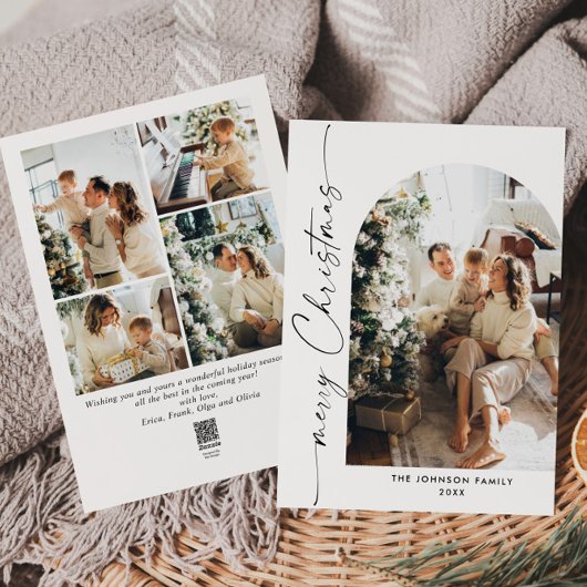 単にエレガント5スタイリッシュ写真クリスマスグリーティング シーズンカード