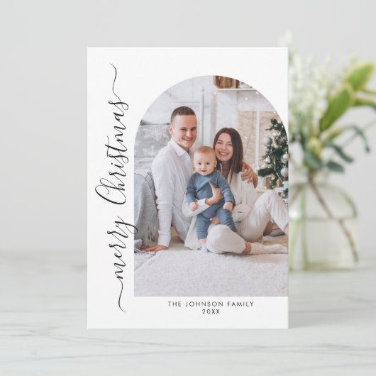 単にエレガント5スタイリッシュ写真クリスマスグリーティング シーズンカード (スタンド正面)