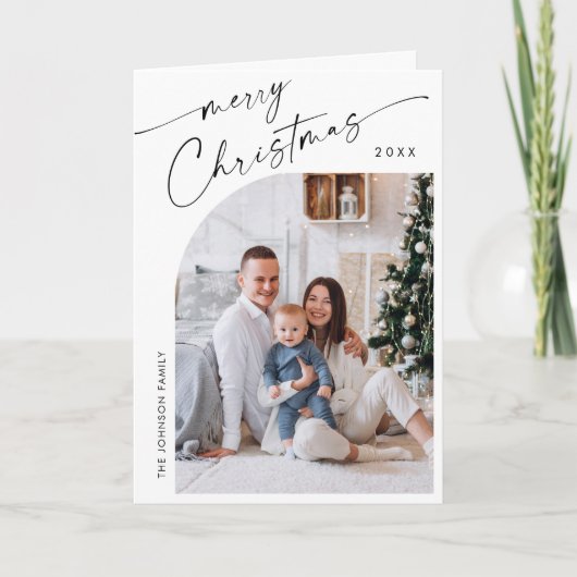 単にエレガント5スタイリッシュ写真クリスマスグリーティング シーズンカード (正面)
