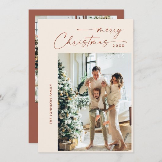 単にエレガント5スタイリッシュ写真クリスマスグリーティング シーズンカード (正面/裏面)