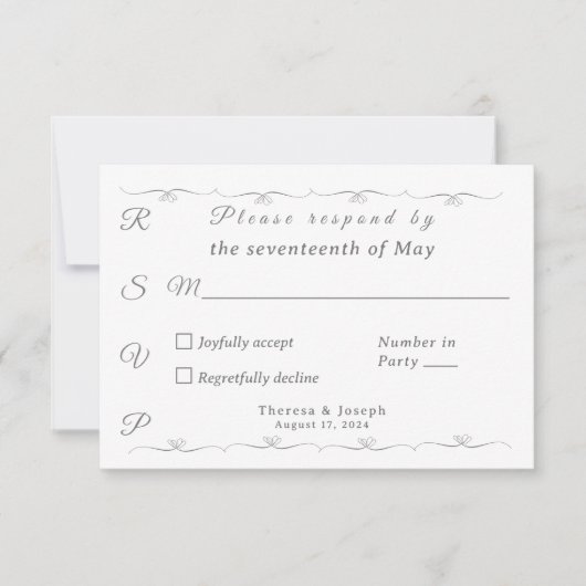 単にカトリック結婚教徒の白人 出欠カード (正面)