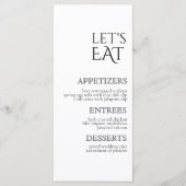 単にクラシック結婚のメニューとサンキューカード (正面)