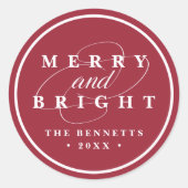 単にクランベメリーリー |パーソナライズされた休日 ラウンドシール (正面)