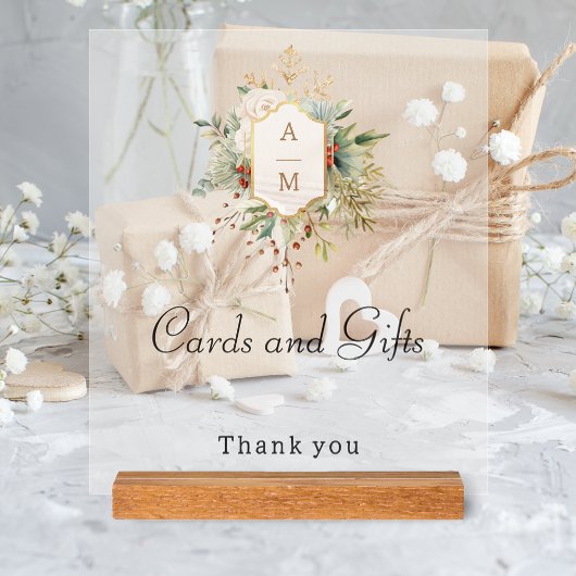 単にクリスマスエレガントフローラモノグラム アクリルサイン