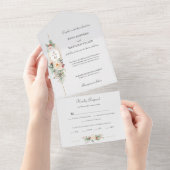 単にクリスマスエレガントフローラモノグラム オールインワン招待状 (貼ってはがせる)