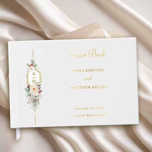 単にクリスマスエレガントフローラモノグラム ゲストブック