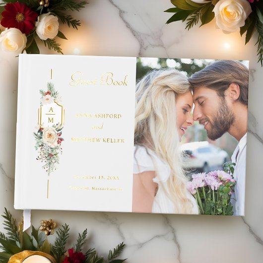 単にクリスマスエレガントフローラモノグラム ゲストブック