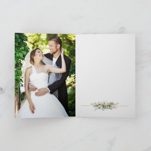 単にクリスマスエレガントフローラモノグラム サンキューカード (内部)