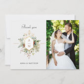 単にクリスマスエレガントフローラモノグラム サンキューカード (正面)