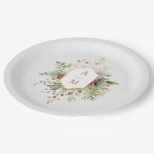 単にクリスマスエレガントフローラモノグラム ペーパープレート (アングル)