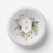 単にクリスマスエレガントフローラモノグラム ペーパーボウル (正面)