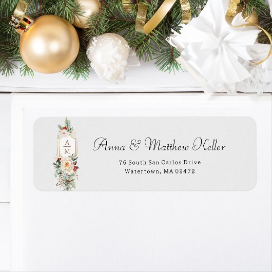 単にクリスマスエレガントフローラモノグラム ラベル