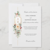 単にクリスマスエレガントフローラモノグラム 招待状 (正面)