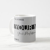 単にグレーエレガントとブラックのストライプビジネスカード コーヒーマグカップ (正面左)