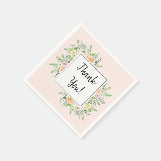 単にシックなフローラありがとう スタンダードカクテルナプキン (角)