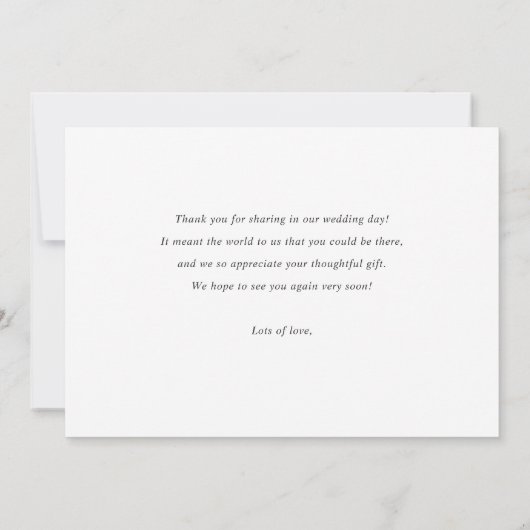 単にシックな結婚写真パーソナライズされた サンキューカード (裏面)