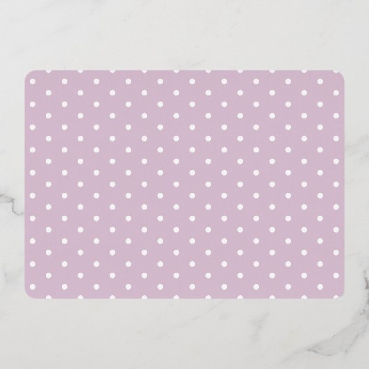 単にシックな薄紫水玉模様誕生のお知らせ 箔招待状 (裏面)