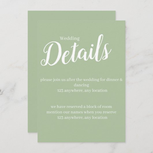 単にシンプルライトグリーン結婚のエンクロージャカード エンクロージャーカード (正面/裏面)