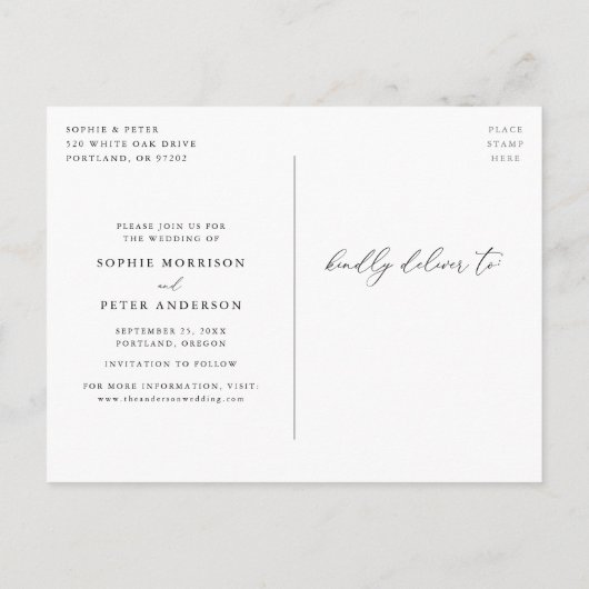 単にスクリプエレガントトによる延期日の変更 案内ポストカード (裏面)