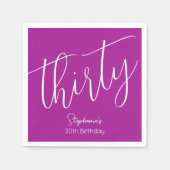 単にスクリプモダントのダークピンク30歳の誕生日 スタンダードカクテルナプキン (正面)