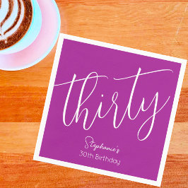 単にスクリプモダントのダークピンク30歳の誕生日 スタンダードカクテルナプキン