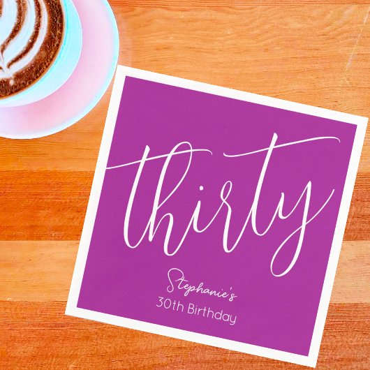 単にスクリプモダントのダークピンク30歳の誕生日 スタンダードカクテルナプキン