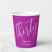 単にスクリプモダントのダークピンク30歳の誕生日 紙コップ (裏面)