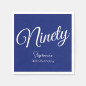 単にスクリプモダント海軍ブルー90th誕生日パーティー スタンダードカクテルナプキン (正面)