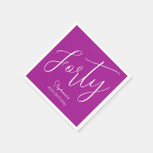 単にスクリプモダントDark Pink 40th Birthdayパーティー スタンダードカクテルナプキン (角)