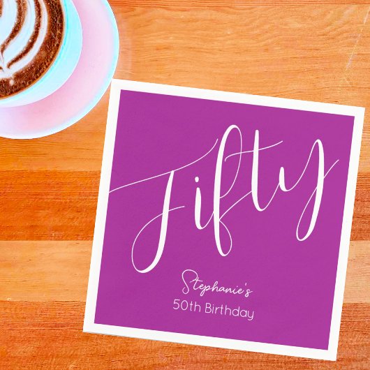 単にスクリプモダントDark Pink 50誕生日 スタンダードカクテルナプキン