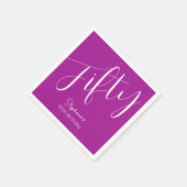 単にスクリプモダントDark Pink 50誕生日 スタンダードカクテルナプキン (角)