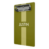 単にストライプオリーブグリーン+あなたの名前/アイディア ミニクリップボード (アングル2)