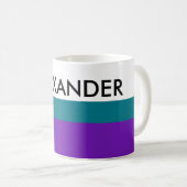単にストライプ紫色の紫+あなたのアイディア コーヒーマグカップ (正面右)
