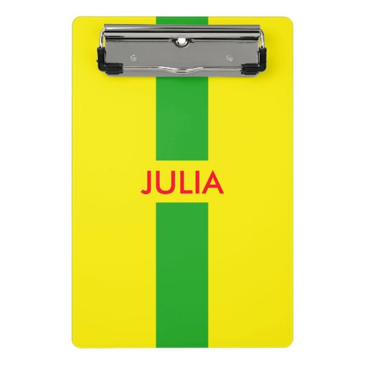 単にストライプ草の緑+あなたの名前/アイディア ミニクリップボード (正面)