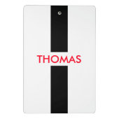 単にストライプ黒+あなたの名前/アイディア ミニクリップボード (裏面)