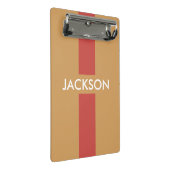 単にストライプmarsala +あなたの名前/アイディア ミニクリップボード (アングル)