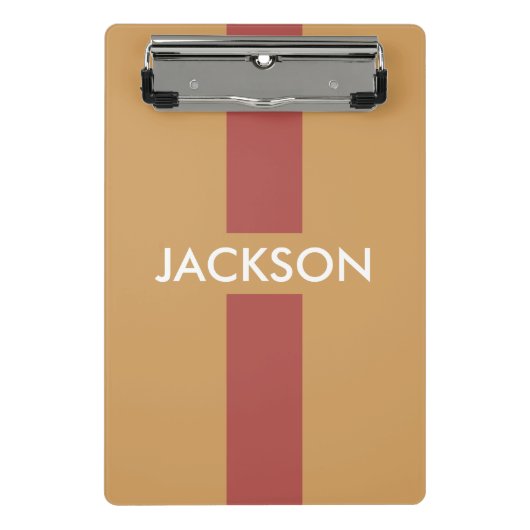 単にストライプmarsala +あなたの名前/アイディア ミニクリップボード (正面)