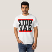 単にデザインは"縞で飾ります赤い停止戦争"を Tシャツ (正面フル)