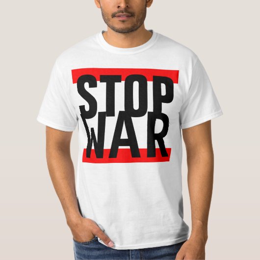 単にデザインは"縞で飾ります赤い停止戦争"を Tシャツ (正面)