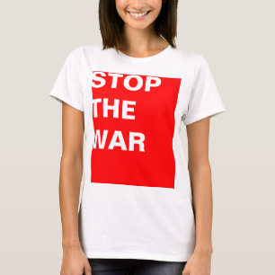 単にデザイン「ストップ長方形赤戦争」 Tシャツ