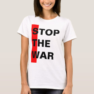 単にデザイン「ストップ長方形赤戦争」 Tシャツ
