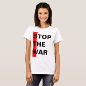 単にデザイン「ストップ長方形赤戦争」 Tシャツ (正面フル)