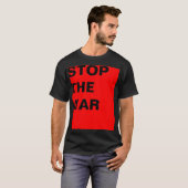 単にデザイン「ストップ長方形赤戦争」 Tシャツ (正面フル)