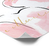 単にピンク |水彩フローラ ポスター (角)