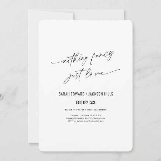 単にファンシーのシンプル駆け落ち結婚は 招待状 (正面)